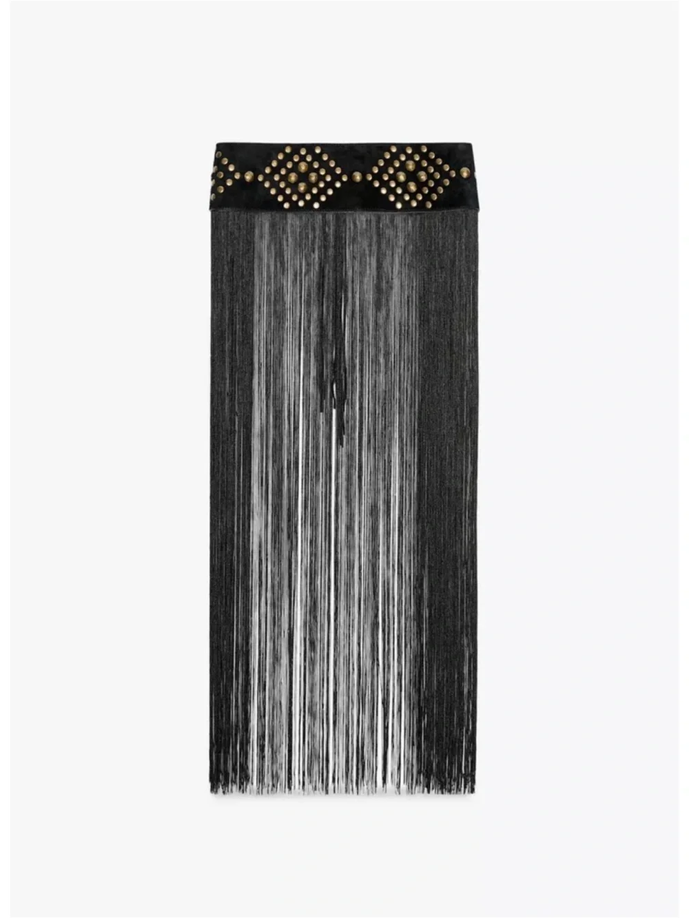 Zara 100% LEATHER WAIST BELT WITH STUDS AND FRINGES